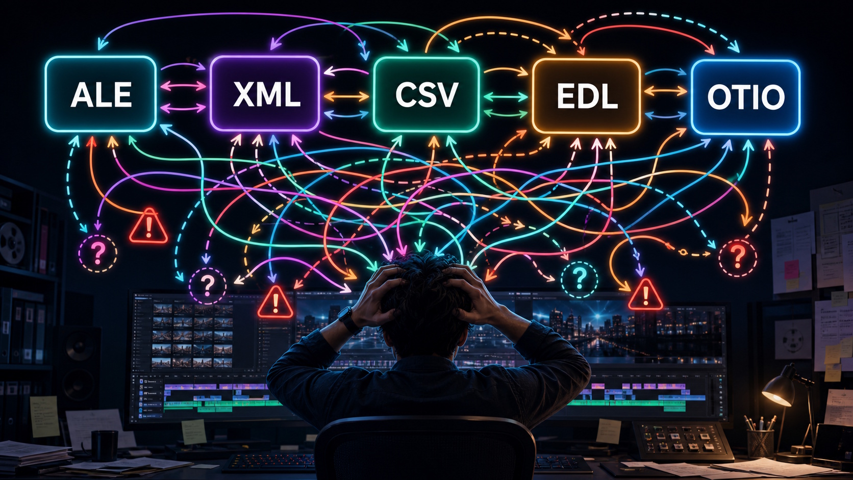 ALE、XML、CSV、EDL、OTIOの複雑なデータ連携