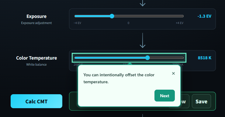 CMT Tool screen in English